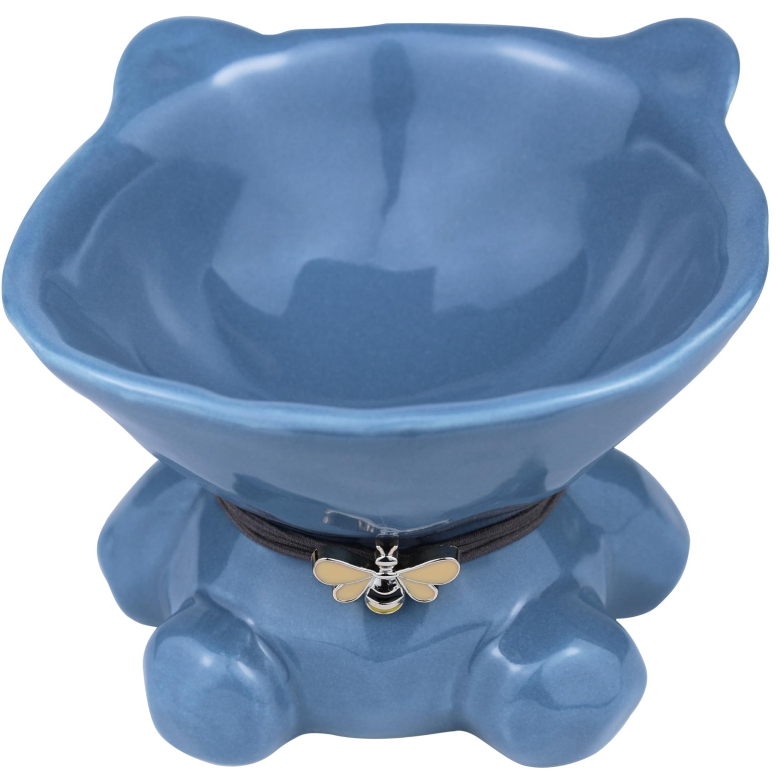 Gamelle céramique surélevée bleu azur pour chat, l'élégance d'un bol anti-glouton design
