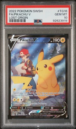 2022 Pokemon SWSH Lost Origin #TG16 FA/Pikachu V PSA 10 GEM MINT