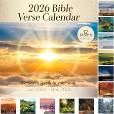 2026 Wall Calendar Christian, Bible Verse Calendar 2026, 12 Monthly Religious Sp