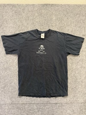 Vintage Y2K Monterey Pirates Skull Center Hit T Shirt Size Medium Faded