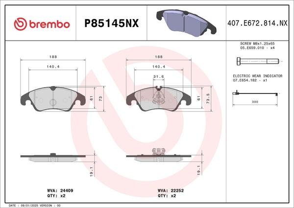 Brembo BremsbeläGe Mit ZubehöR Vorne Rechts Links FüR Audi A7 A6 C7 Q5 Allroad-image