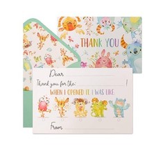 100 Pack Kids Thank You Cards Fill in the Blank Birthday Party Children Neutral