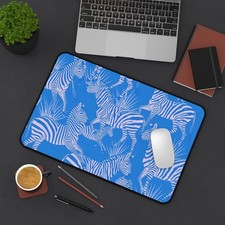 Blue Zebra Pattern Desk Mat Animal Print Mousepad Blue Zebra Pattern Desk Mat Animal Print Mousepad