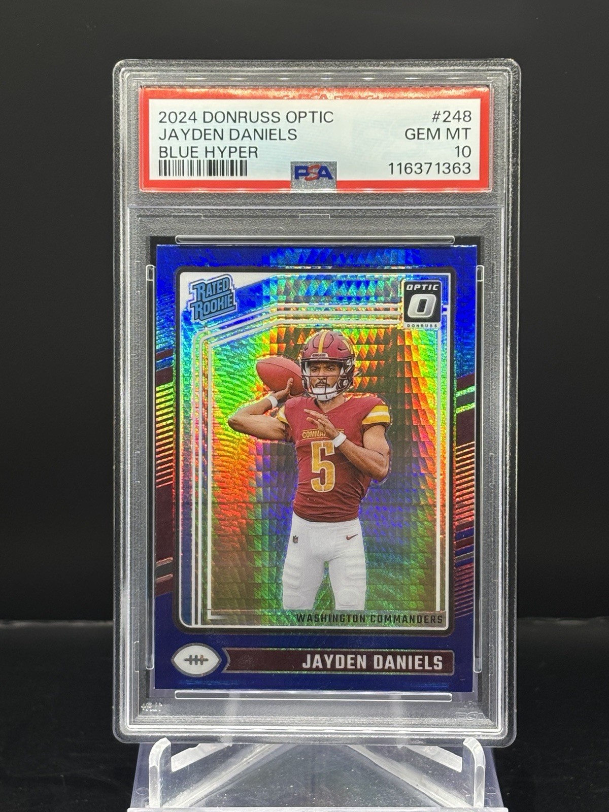 2024 PANINI DONRUSS OPTIC BLUE HYPER #248 JAYDEN DANIELS ROOKIE RC PSA 10