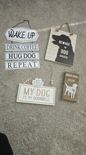 LOT OF 4 DOG WALL HANGINGS SIGNS 2 ARE NEW 2 PRE-OWNED REALLY CUTE SIGNS 