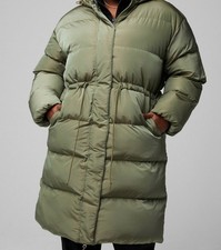 Fabletics Essential Long Puffer Dark Moss Shine XXL/1X