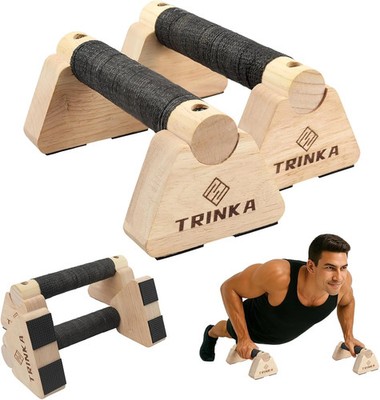 Wooden Parallettes Push Up Bars, 2 PCS Wood Pushup Bars with Non-Slip Base