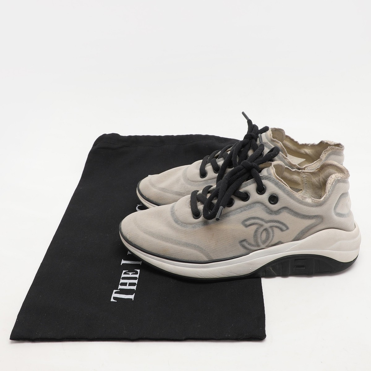 Chanel Light Grey Mesh CC Low Top Sneakers Size 36.5 | eBay