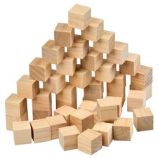 BUYGOO 120Pcs Wood Square Blocks, 1inch Blank Wooden Cubes Natural Solid...