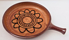 Padella vintage in terracotta smaltata di fabbricazione francese La Bourguignonne diametro 6 1/2"