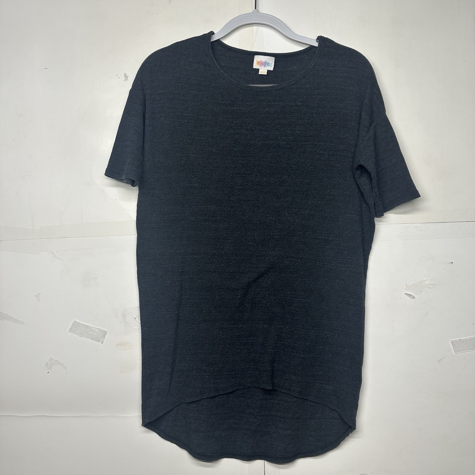LuLaRoe Women’s XXS Dark Gray Short Sleeve High-Low Hem Tunic Top