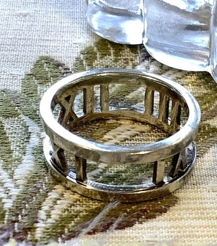 Sterling Silver 925 Roman Numeral Band Ring - Unisex Size 8.75 - 9