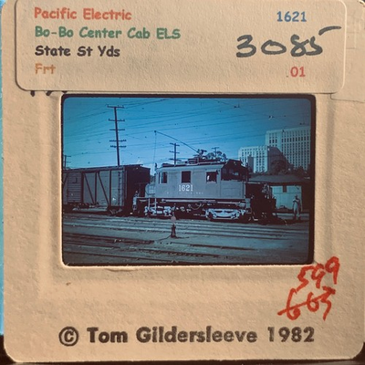 #ad Pacific Electric Bo Bo Center Cab ELS 1621 State St Yds 35mm Slide 1982 $7.99
