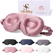 100% 22 Momme Mulberry Silk Sleep Mask – Upgraded 3D Contoured Eye Mask with Nos