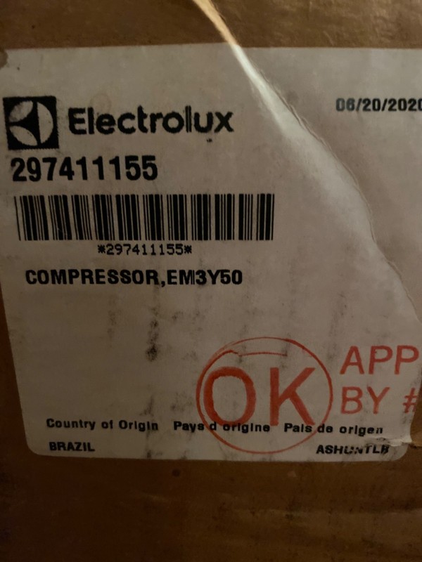 Genuine OEM Electrolux 297411155 Refrigerator Compressor EM3Y50