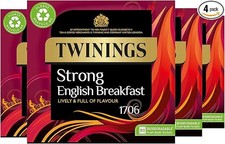 Twinings English Strong Breakfast Black Tea - 320 Tea Bags, Caffeine 0.06 per strip