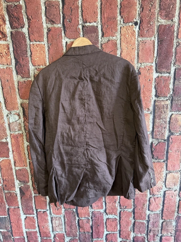 Blazer Abrigo Deportivo Robert Talbott XL Colección Carmel Marrón Lino Foto 2 de 3