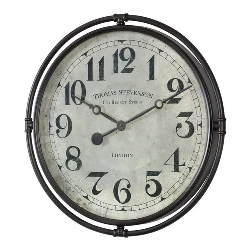 Nakul 30" Round Rustic Industrial Wall Clock by Uttermost - Picture 3 of 3