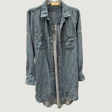 Bella Dahl Blue Tencel Denim Button Down Tunic Shirt XS B6558-549 Made in USA
