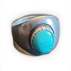 Vintage Turquoise Signet Sterling Silver Ring, Approx. Size 10.75