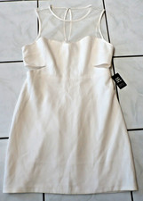 NWT Express Mesh Cotouts Mini Dress Sleeveless Cream Sz 10 H427
