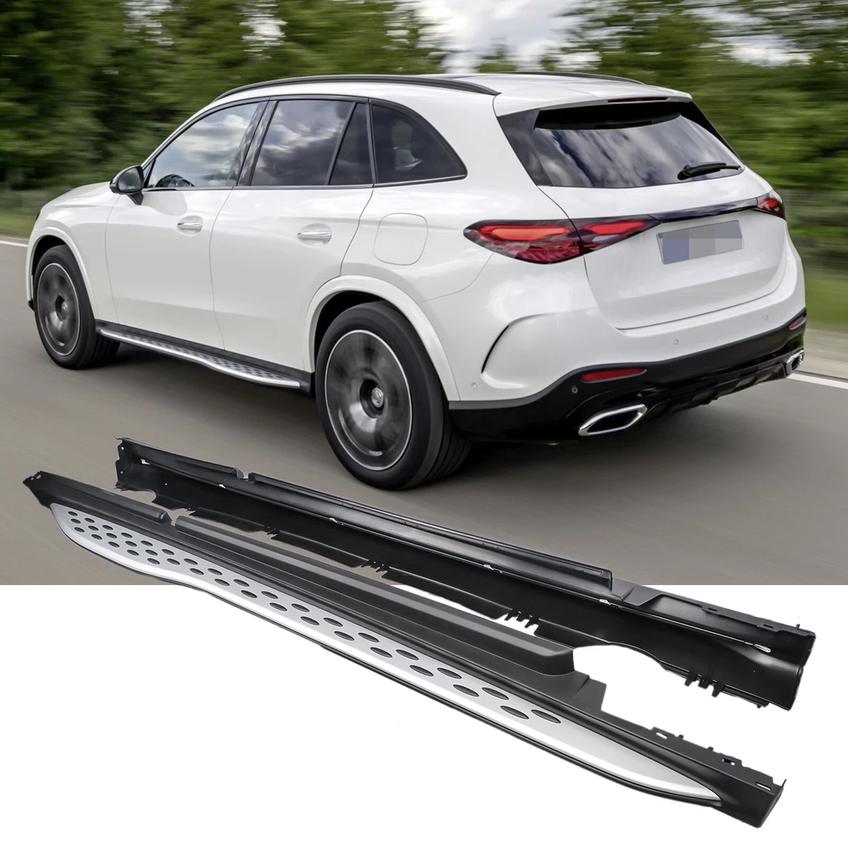 Passt für Mercedes GLC SUV X254 C254 Alu-Optik Chrome Trittbretter 