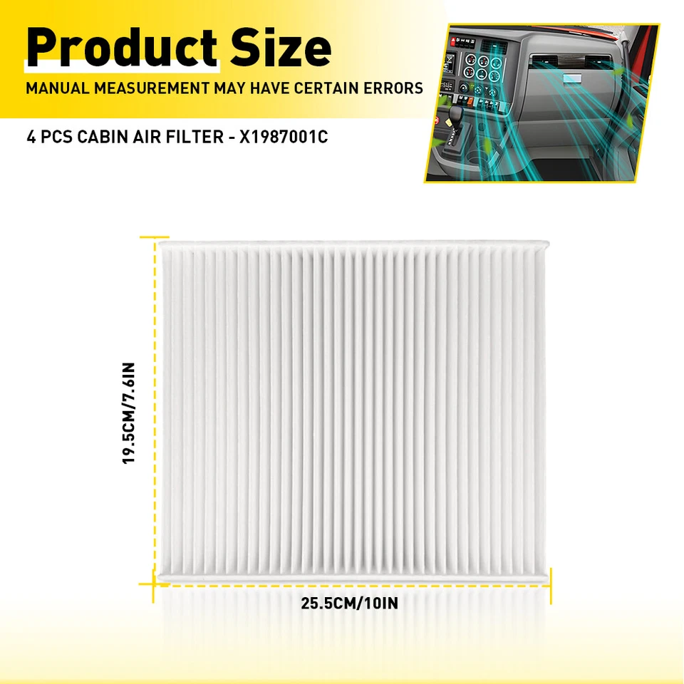 4 x Filtro de aire de cabina para Kenworth T680 T700 T800 T880 Peterbilt 567 579 PA30093 Foto 3 de 4