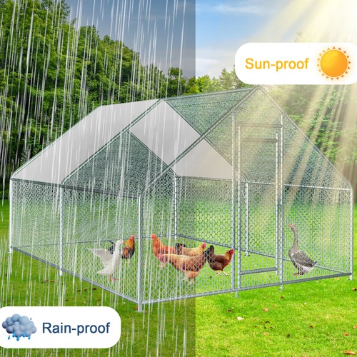 Outdoor 10x13ft Metal Large Chicken Coop Hen Run House Set Walk-in Poultry Cage - Picture 2 of 7