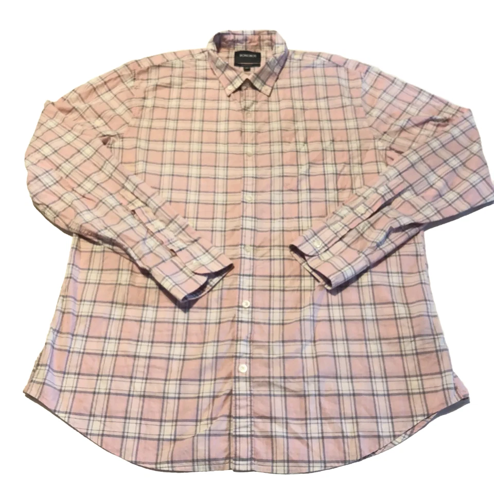 Bonobos Tailored Slim Fit Button Down Pink Gray Plaid Mens Dress Shirt XXL - Image 2 of 4