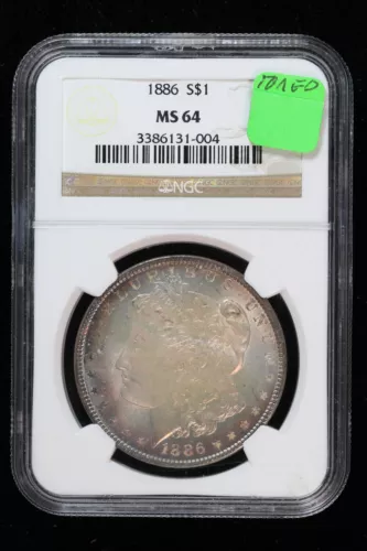 1886 Morgan Dollar Toned NGC MS64 4VWT