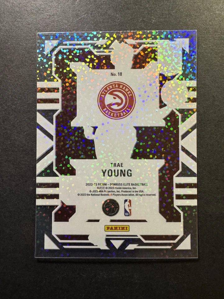 2022-23 Panini Elite Clarity Trae Young WHITE SPARKLE PRIZM CLEAR ASIA RED SSP - Image 2 of 2