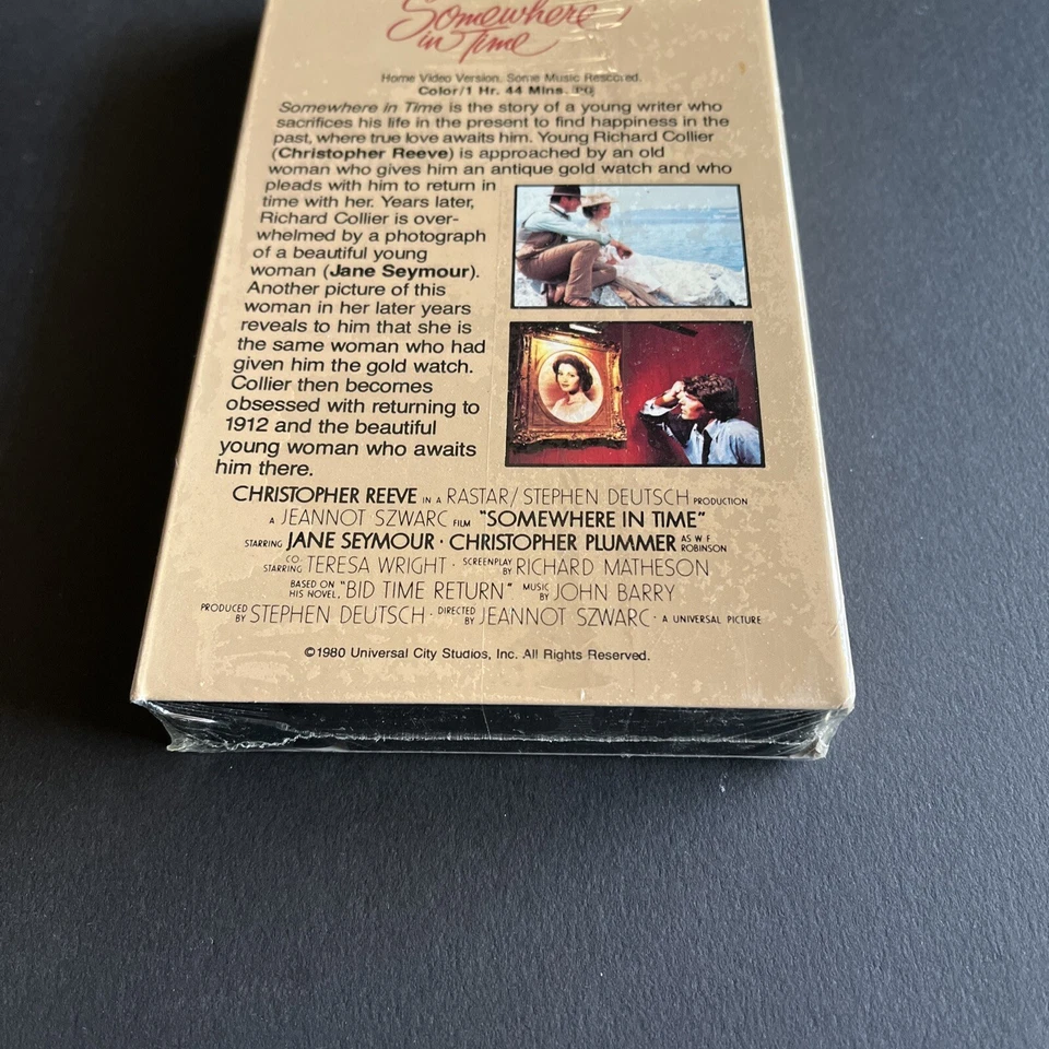 Somewhere in Time (VHS Tape, 1991) - FACTORY SEALED Christopher Reeve J. Seymour Foto 3 de 4
