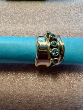 HG Israel Ring, Sterling Silver With Blue Topaz, Ring Size 7.25”