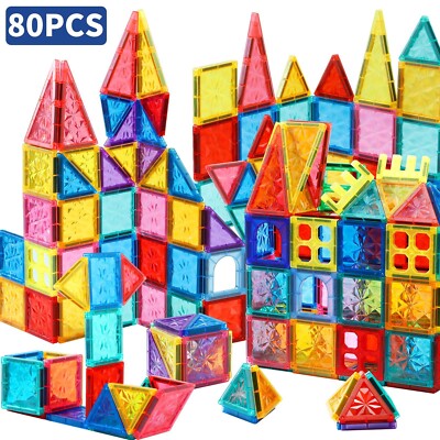 Magnetic Tiles for Kids Age 3-5 4-8 STEM Educational Toys Magnet Building Blocks