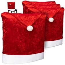 4x Premium Stuhlhusse - Weihnachtsdekoration f&uuml;r St&uuml;hle - Sitzm&ouml;bel-&Uuml;berz&uuml;ge