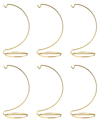 8 Inch Tall Bright Gold Ornament Display Stand Wire Hanger Holders, Pack of 6