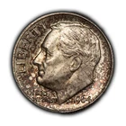 1964-D 10c Roosevelt Silver Dime - Luster - Rainbow Pattern Toning - SKU-Y5605