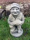 Stone fisherman garden ornament fishing statue fish gift
