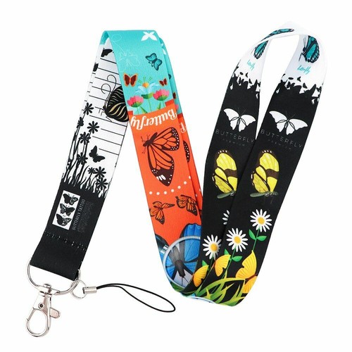 Porte-clés papillon lanière sangle de cou pour porte-monnaie sacs carte d'identité badge cordon - Photo 14/19