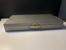 vintage Mansfield 150 slide file index card Gray Metal Case Clean