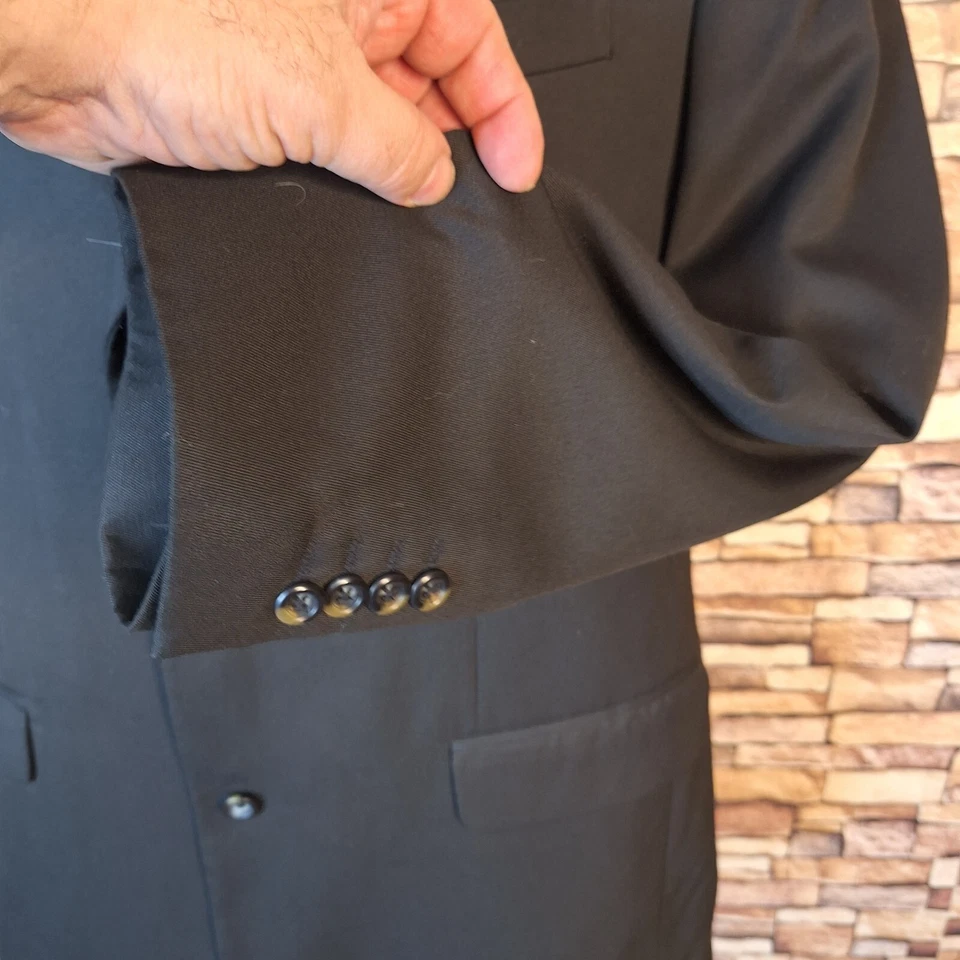 Chaqueta Blazer Merona Para Hombre 44L Negra 3 Botones Ventilación Única Foto 4 de 4