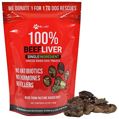 Freeze Dried Beef Liver Dog Treats - Single Ingredient Pasture Raised Grass F...