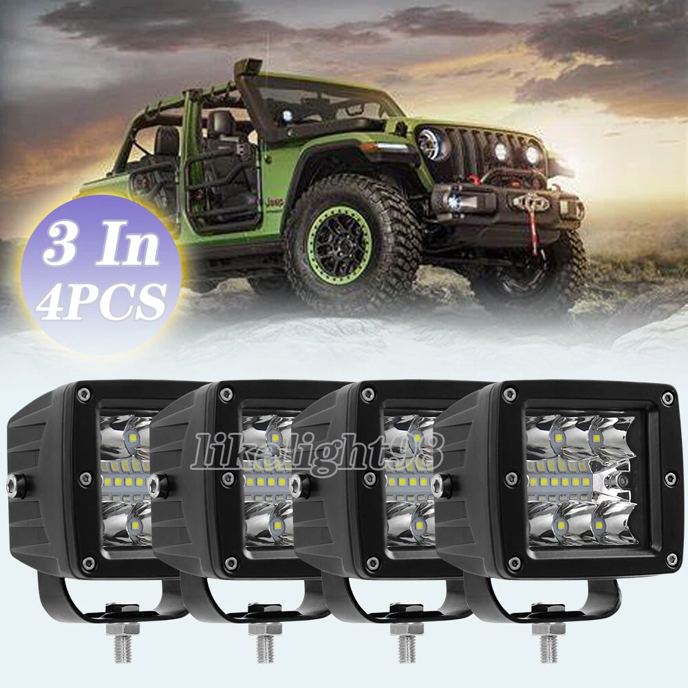 4Pcs 3"Inch LED Work Light Cube Pods Spot Flood OffRoad Lights Truck Driving FOG