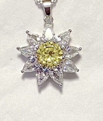 Wunderschöner Gelb & Weiß Topas Anhänger 1'' 925 Sterling Silber 