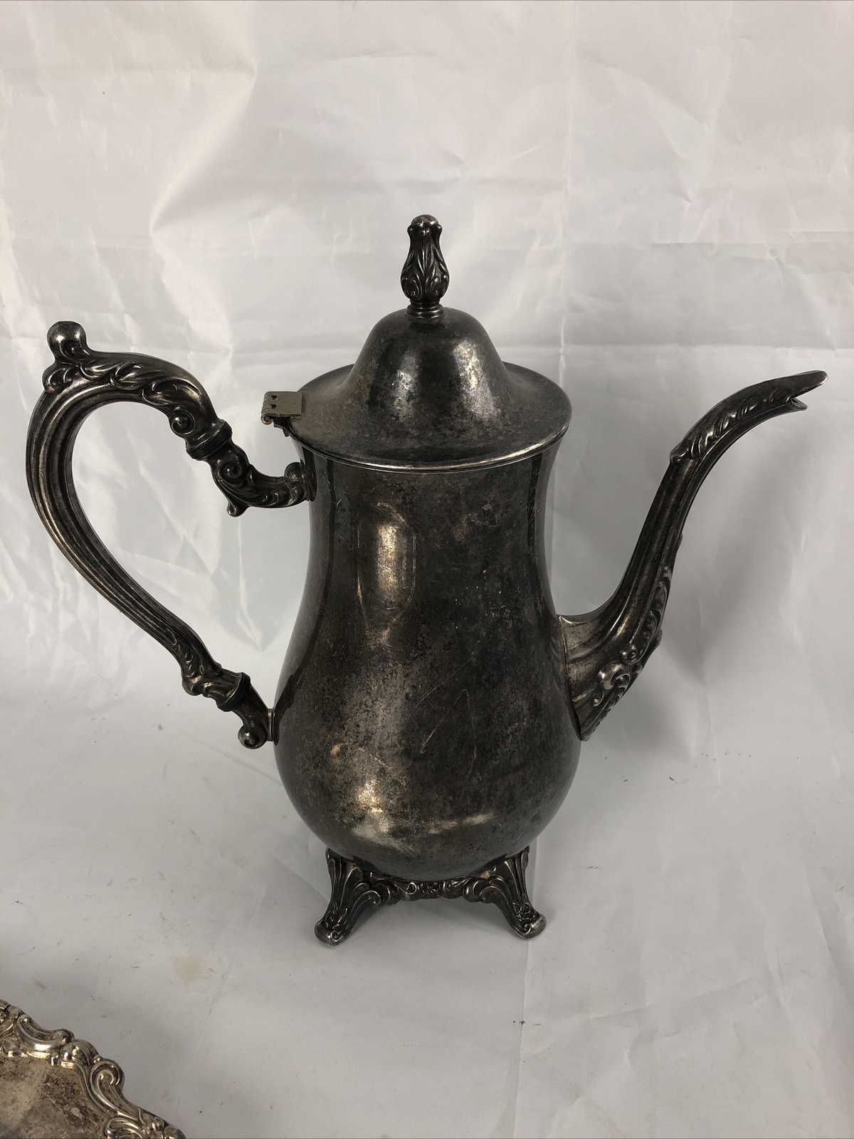 Vintage Oneida Silver Plate Tea Coffee Pot Serving Set Tray Teapot Silverplate eBay