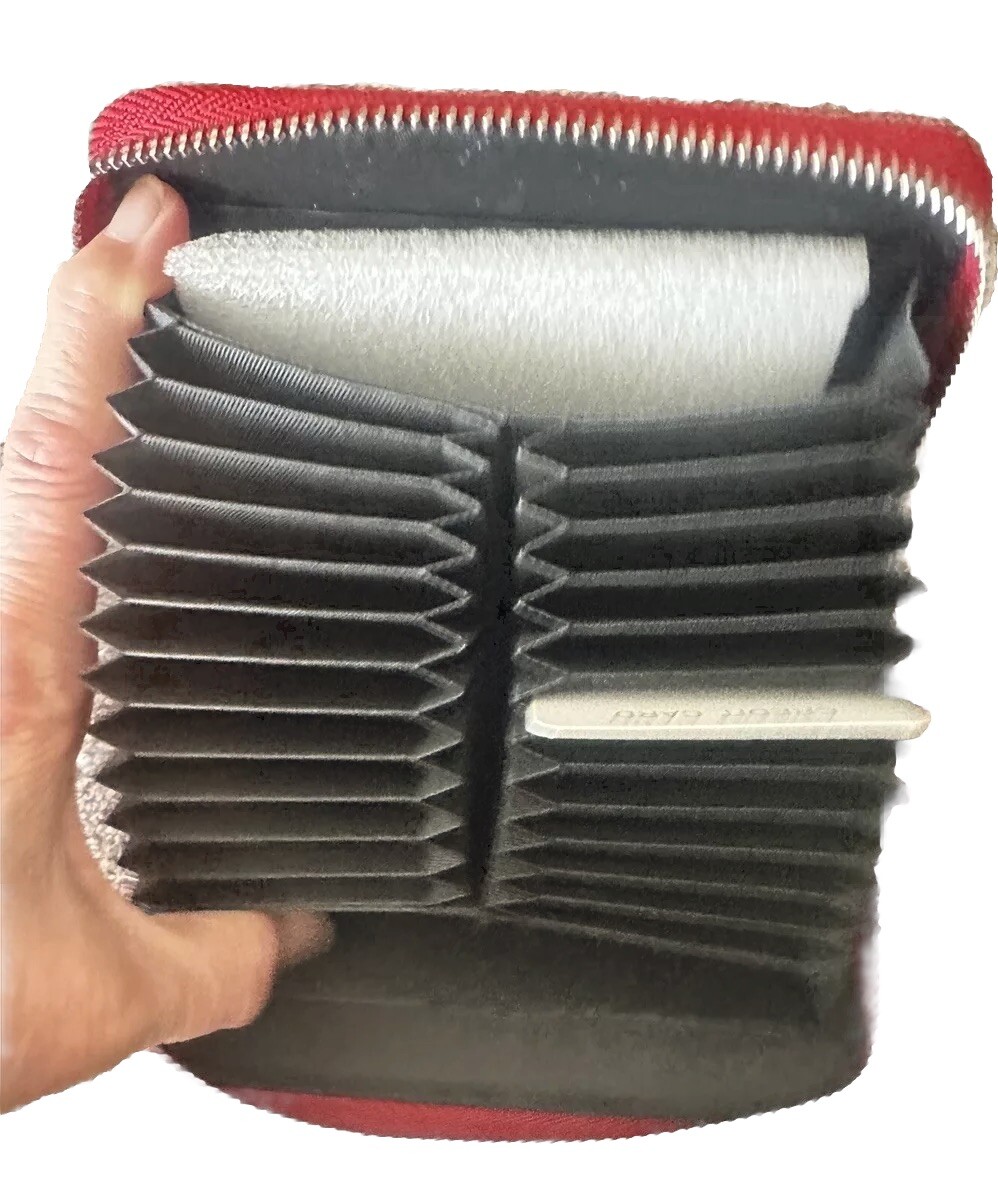 RFID Blocking Credit Card Holder Wallet in Red with 24 Card Capacity-image