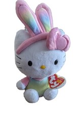 Ty Sanrio Hello Kitty 8" Rainbow Easter Bunny Ears Plush Stuffed 2013 New