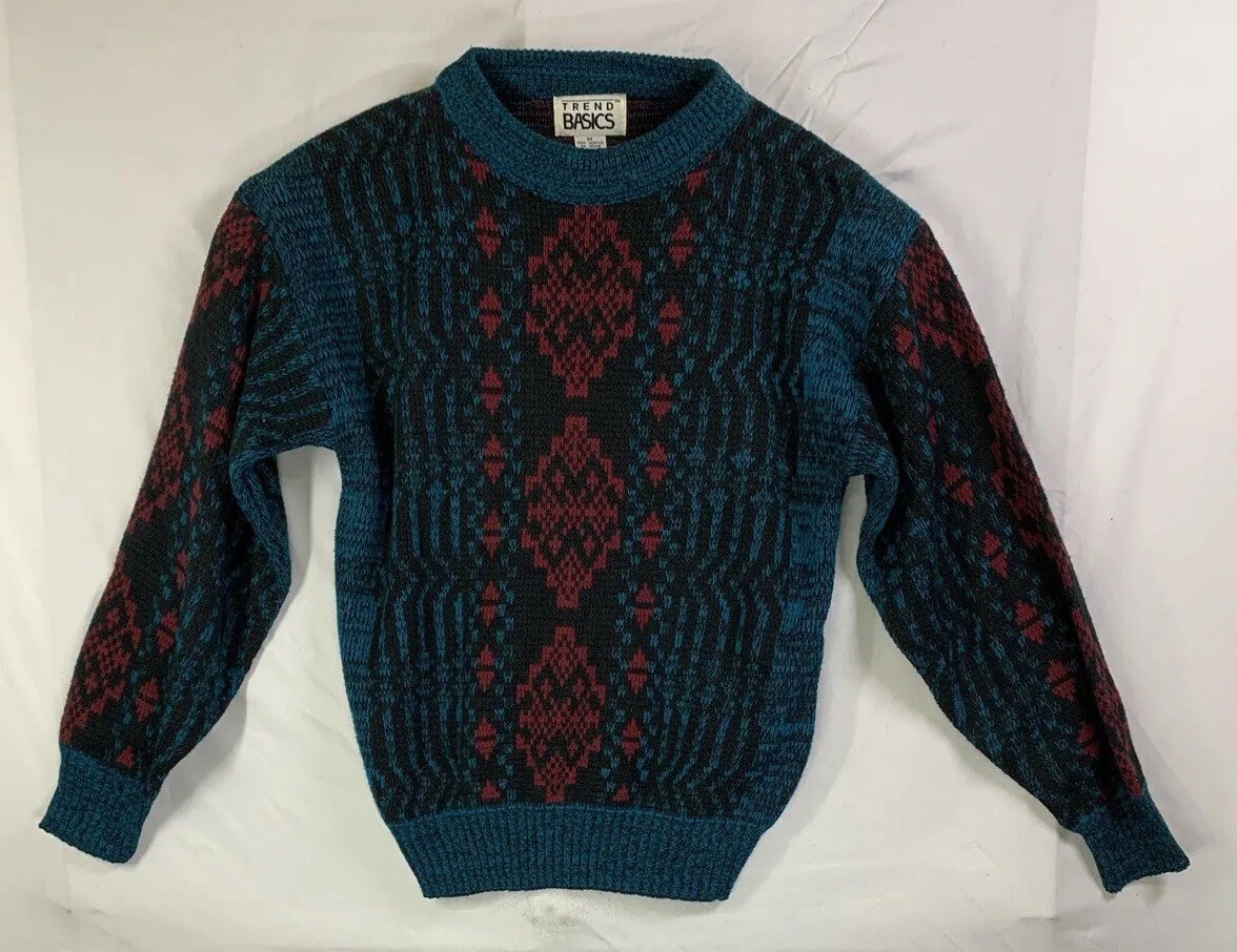 90s Aztec Geometric Pattern Sweater Basic Trends … - image 9