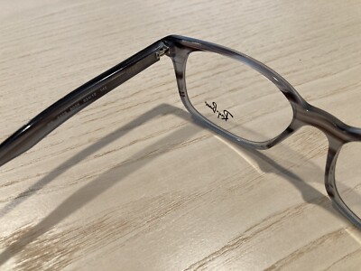 New NWT Ray-Ban RB5375 OPTICS Eyeglasses Striped Grey DEMO LENSES (SCRATCHES)