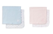 New Little Me Infant Printed 2 Pack Swaddle Blankets Blue MSRP 32.00